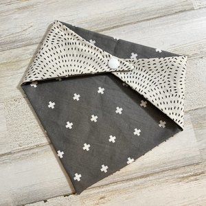 Boho Grey and White Reversible Dog Bandana